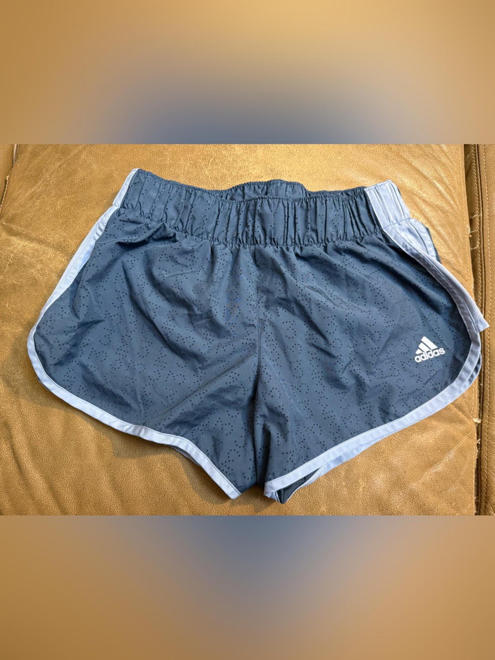 adidas Women's Dark Blue Athletic Shorts with Light Blue Trim